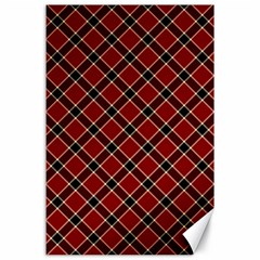 Dark Red Tartan, Retro Buffalo Plaid, Tiled Pattern Canvas 24  X 36  by Casemiro