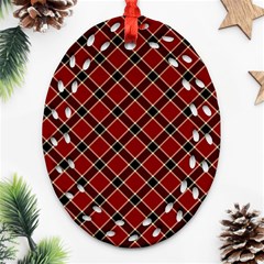 Dark Red Tartan, Retro Buffalo Plaid, Tiled Pattern Ornament (oval Filigree)