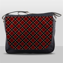 Dark Red Tartan, Retro Buffalo Plaid, Tiled Pattern Messenger Bag by Casemiro