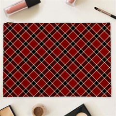 Dark Red Tartan, Retro Buffalo Plaid, Tiled Pattern Cosmetic Bag (xxl) by Casemiro