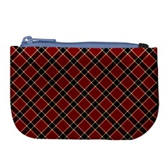 Dark Red Tartan, Retro Buffalo Plaid, Tiled Pattern Large Coin Purse by Casemiro