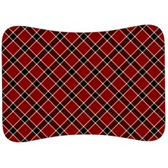 Dark Red Tartan, Retro Buffalo Plaid, Tiled Pattern Velour Seat Head Rest Cushion by Casemiro