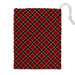 Dark Red Tartan, Retro Buffalo Plaid, Tiled Pattern Drawstring Pouch (5xl) by Casemiro