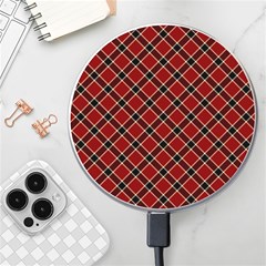 Dark Red Tartan, Retro Buffalo Plaid, Tiled Pattern Wireless Charger by Casemiro