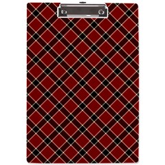 Dark Red Tartan, Retro Buffalo Plaid, Tiled Pattern A4 Clipboard by Casemiro