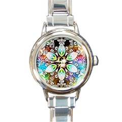 375 Chroma Digital Art Custom Round Italian Charm Watch by Drippycreamart