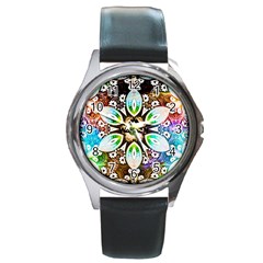 375 Chroma Digital Art Custom Round Metal Watch by Drippycreamart