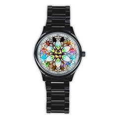 375 Chroma Digital Art Custom Stainless Steel Round Watch by Drippycreamart