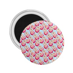 Pink And White Donuts On Blue 2 25  Magnets by SychEva