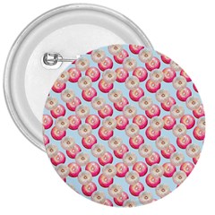 Pink And White Donuts On Blue 3  Buttons by SychEva