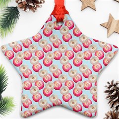 Pink And White Donuts On Blue Ornament (star) by SychEva