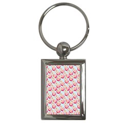 Pink And White Donuts On Blue Key Chain (rectangle) by SychEva