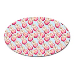 Pink And White Donuts On Blue Oval Magnet by SychEva