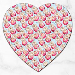 Pink And White Donuts On Blue Jigsaw Puzzle (heart) by SychEva