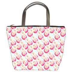 Pink And White Donuts On Blue Bucket Bag by SychEva