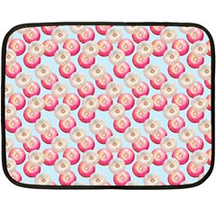 Pink And White Donuts On Blue Double Sided Fleece Blanket (mini)  by SychEva