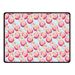 Pink And White Donuts On Blue Fleece Blanket (small) by SychEva