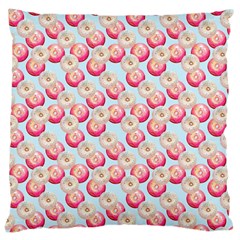 Pink And White Donuts On Blue Large Cushion Case (two Sides) by SychEva