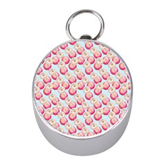 Pink And White Donuts On Blue Mini Silver Compasses by SychEva