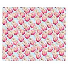 Pink And White Donuts On Blue Double Sided Flano Blanket (small)  by SychEva