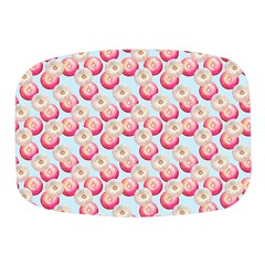 Pink And White Donuts On Blue Mini Square Pill Box by SychEva