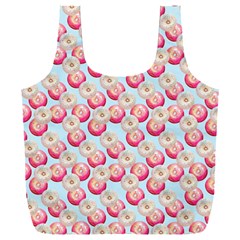 Pink And White Donuts On Blue Full Print Recycle Bag (xxxl) by SychEva