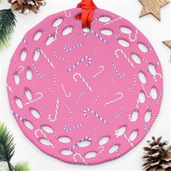 Sweet Christmas Candy Round Filigree Ornament (two Sides) by SychEva