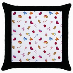 Christmas Elements Throw Pillow Case (black) by SychEva