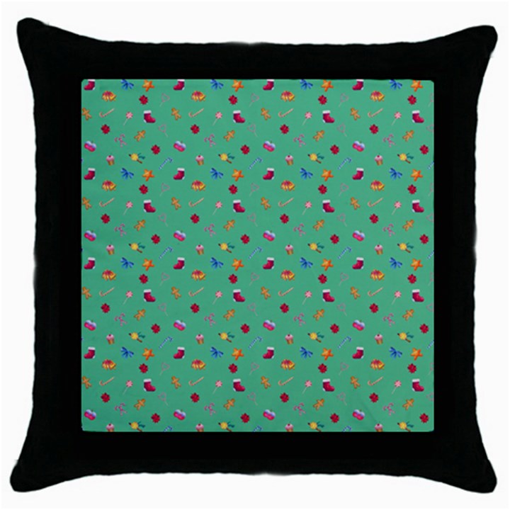 Christmas Elements For The Holiday Throw Pillow Case (Black)