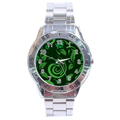 Folk Flowers Print Floral Pattern Ethnic Art Stainless Steel Analogue Watch by Eskimos