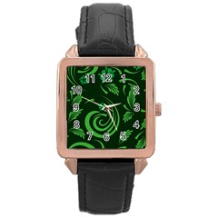 Folk Flowers Print Floral Pattern Ethnic Art Rose Gold Leather Watch  by Eskimos