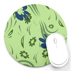 Folk Flowers Print Floral Pattern Ethnic Art Round Mousepads by Eskimos