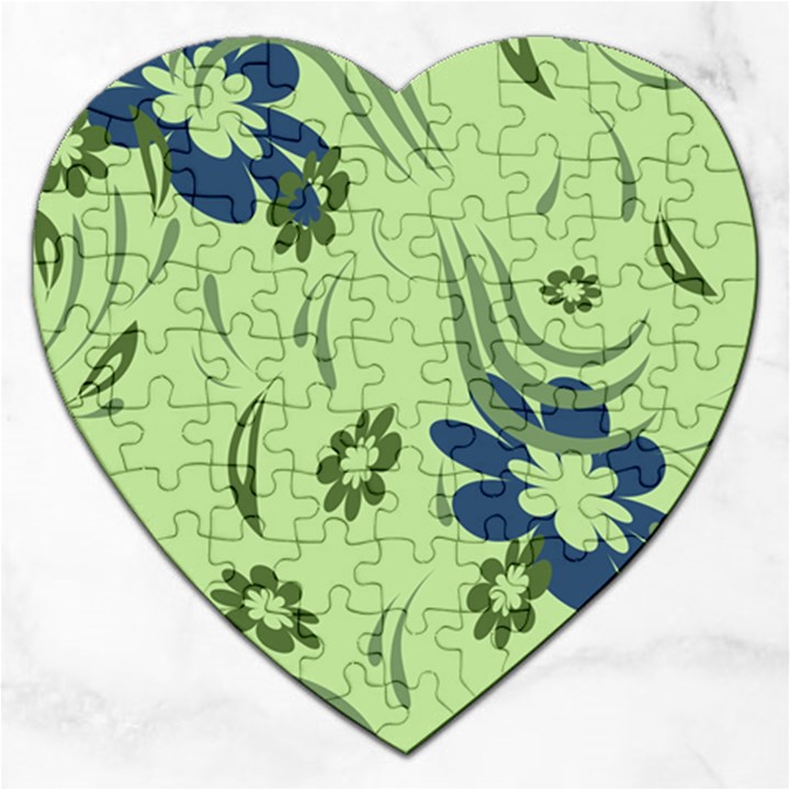 Folk flowers print Floral pattern Ethnic art Jigsaw Puzzle (Heart)