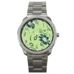 Folk Flowers Print Floral Pattern Ethnic Art Sport Metal Watch by Eskimos