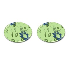 Folk Flowers Print Floral Pattern Ethnic Art Cufflinks (oval) by Eskimos