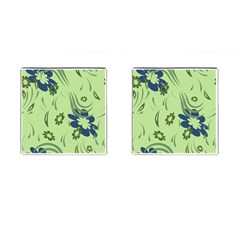 Folk Flowers Print Floral Pattern Ethnic Art Cufflinks (square) by Eskimos