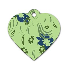 Folk Flowers Print Floral Pattern Ethnic Art Dog Tag Heart (two Sides) by Eskimos