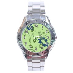 Folk Flowers Print Floral Pattern Ethnic Art Stainless Steel Analogue Watch by Eskimos