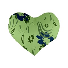 Folk Flowers Print Floral Pattern Ethnic Art Standard 16  Premium Heart Shape Cushions by Eskimos