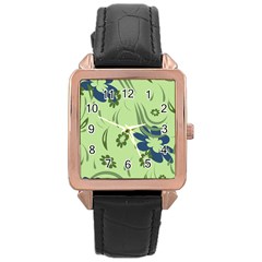 Folk Flowers Print Floral Pattern Ethnic Art Rose Gold Leather Watch  by Eskimos