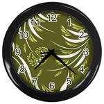 Folk flowers print Floral pattern Ethnic art Wall Clock (Black) Front