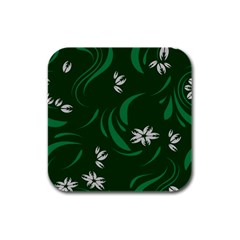 Folk Flowers Print Floral Pattern Ethnic Art Rubber Square Coaster (4 Pack) by Eskimos