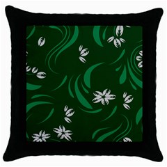 Folk Flowers Print Floral Pattern Ethnic Art Throw Pillow Case (black) by Eskimos