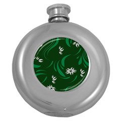 Folk Flowers Print Floral Pattern Ethnic Art Round Hip Flask (5 Oz) by Eskimos