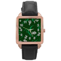 Folk Flowers Print Floral Pattern Ethnic Art Rose Gold Leather Watch  by Eskimos