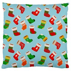 Christmas Socks Large Cushion Case (two Sides) by SychEva