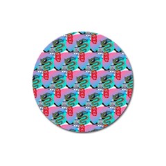 Retro Snake Magnet 3  (round) by Sparkle