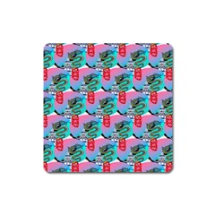 Retro Snake Square Magnet by Sparkle