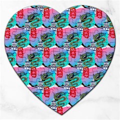 Retro Snake Jigsaw Puzzle (heart) by Sparkle