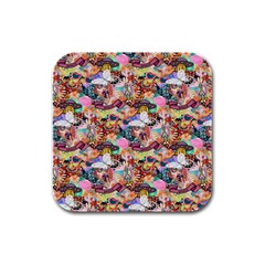 Retro Color Rubber Square Coaster (4 Pack) by Sparkle